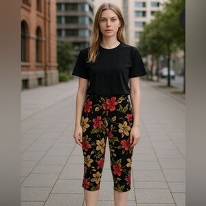 Briggs New York Floral Capris - Black and Pink. Run small.